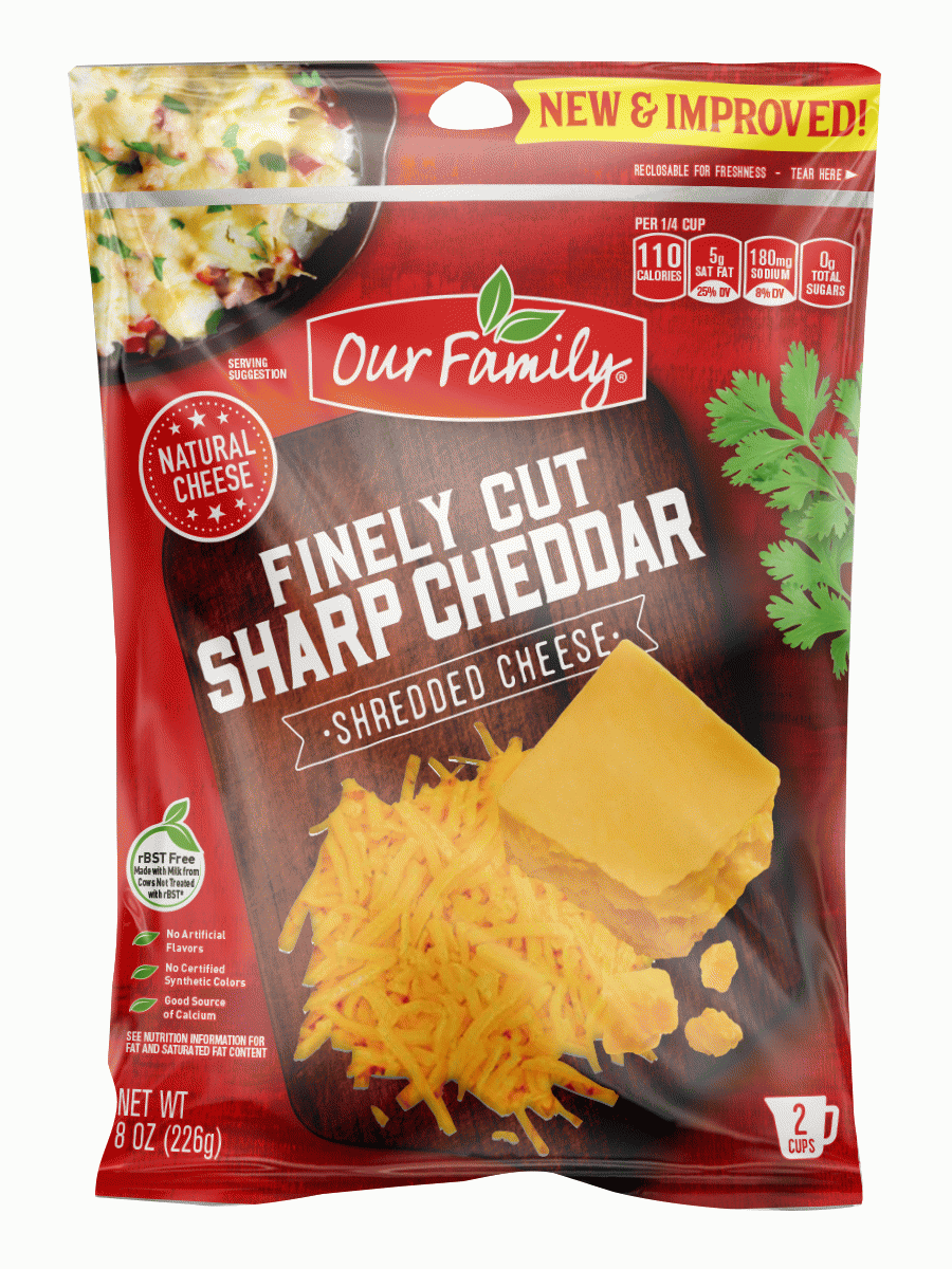 Our Family  fancy shreds sharp cheddar cheese, 2-cups Full-Size Picture